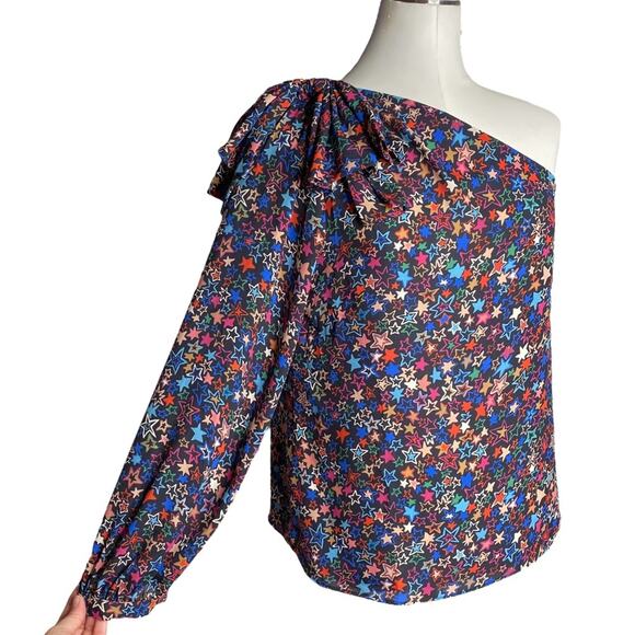 J. Crew One-shoulder Kaleidoscope Star Print Top size 8 - Picture 7 of 16